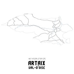 ARTAIX Val-d'Oise. Minimalistic street map with black and white lines.