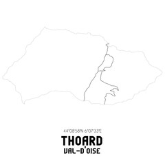 THOARD Val-d'Oise. Minimalistic street map with black and white lines.