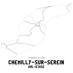 CHEMILLY-SUR-SEREIN Val-d'Oise. Minimalistic street map with black and white lines.