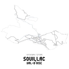 SOUILLAC Val-d'Oise. Minimalistic street map with black and white lines.
