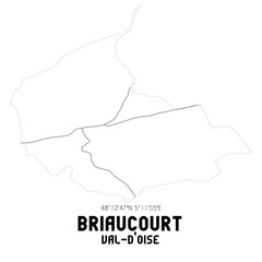 BRIAUCOURT Val-d'Oise. Minimalistic street map with black and white lines.