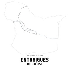 ENTRAIGUES Val-d'Oise. Minimalistic street map with black and white lines.