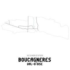 Fototapeta premium BOUCAGNERES Val-d'Oise. Minimalistic street map with black and white lines.