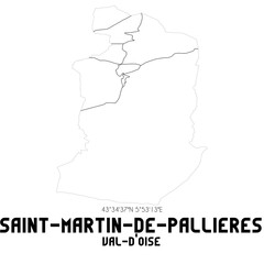 SAINT-MARTIN-DE-PALLIERES Val-d'Oise. Minimalistic street map with black and white lines.