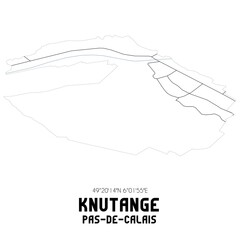 KNUTANGE Pas-de-Calais. Minimalistic street map with black and white lines.