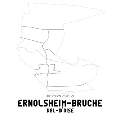 ERNOLSHEIM-BRUCHE Val-d'Oise. Minimalistic street map with black and white lines.