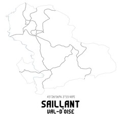 SAILLANT Val-d'Oise. Minimalistic street map with black and white lines.