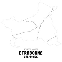 ETRABONNE Val-d'Oise. Minimalistic street map with black and white lines.