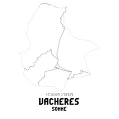 VACHERES Somme. Minimalistic street map with black and white lines.