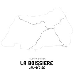 LA BOISSIERE Val-d'Oise. Minimalistic street map with black and white lines.