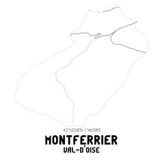 MONTFERRIER Val-d'Oise. Minimalistic street map with black and white lines.