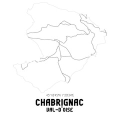 CHABRIGNAC Val-d'Oise. Minimalistic street map with black and white lines.
