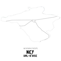 NEY Val-d'Oise. Minimalistic street map with black and white lines.