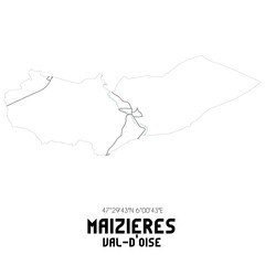 MAIZIERES Val-d'Oise. Minimalistic street map with black and white lines.