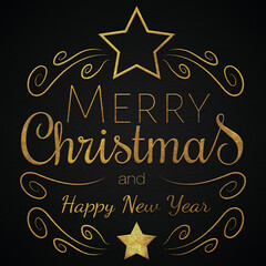 Merry Christmas and happy new year golden calligraphy design banner 