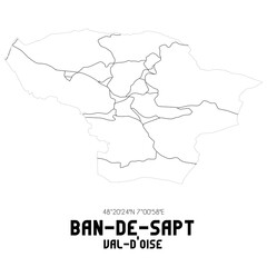 BAN-DE-SAPT Val-d'Oise. Minimalistic street map with black and white lines.
