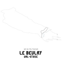 LE BEULAY Val-d'Oise. Minimalistic street map with black and white lines.