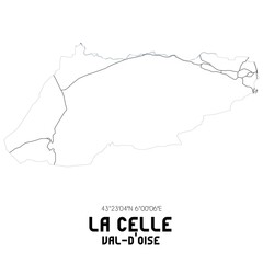 LA CELLE Val-d'Oise. Minimalistic street map with black and white lines.