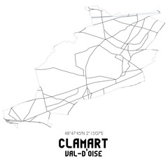 CLAMART Val-d'Oise. Minimalistic street map with black and white lines.