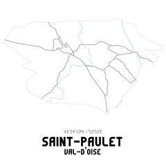 SAINT-PAULET Val-d'Oise. Minimalistic street map with black and white lines.