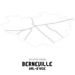 Obraz premium BERNEVILLE Val-d'Oise. Minimalistic street map with black and white lines.