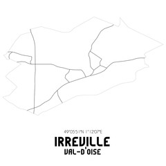 IRREVILLE Val-d'Oise. Minimalistic street map with black and white lines.