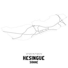 HESINGUE Somme. Minimalistic street map with black and white lines.