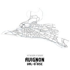 AVIGNON Val-d'Oise. Minimalistic street map with black and white lines.