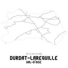 DURDAT-LAREQUILLE Val-d'Oise. Minimalistic street map with black and white lines.