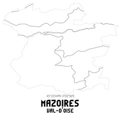 MAZOIRES Val-d'Oise. Minimalistic street map with black and white lines.