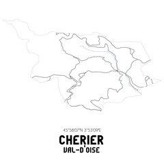 CHERIER Val-d'Oise. Minimalistic street map with black and white lines.