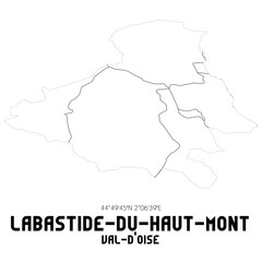 LABASTIDE-DU-HAUT-MONT Val-d'Oise. Minimalistic street map with black and white lines.