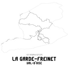 LA GARDE-FREINET Val-d'Oise. Minimalistic street map with black and white lines.