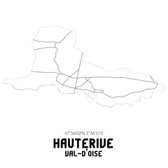 HAUTERIVE Val-d'Oise. Minimalistic street map with black and white lines.