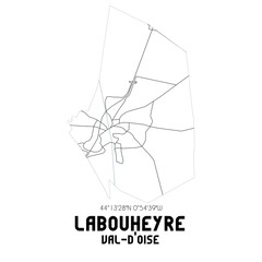 LABOUHEYRE Val-d'Oise. Minimalistic street map with black and white lines.
