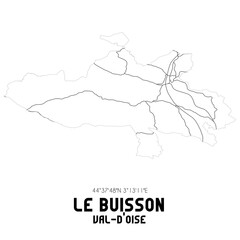 LE BUISSON Val-d'Oise. Minimalistic street map with black and white lines.