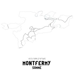 MONTFERMY Somme. Minimalistic street map with black and white lines.