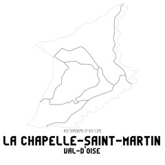 LA CHAPELLE-SAINT-MARTIN Val-d'Oise. Minimalistic street map with black and white lines.
