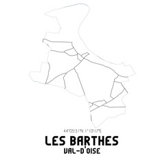 LES BARTHES Val-d'Oise. Minimalistic street map with black and white lines.