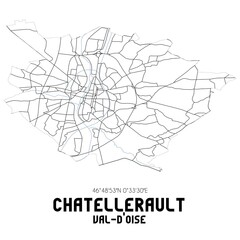 CHATELLERAULT Val-d'Oise. Minimalistic street map with black and white lines.