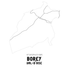 Fototapeta premium BOREY Val-d'Oise. Minimalistic street map with black and white lines.