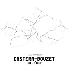 CASTERA-BOUZET Val-d'Oise. Minimalistic street map with black and white lines.