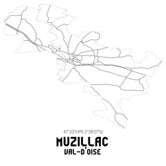 MUZILLAC Val-d'Oise. Minimalistic street map with black and white lines.