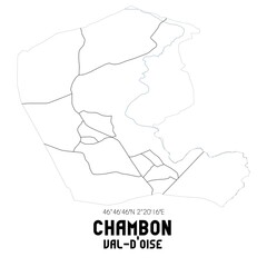 CHAMBON Val-d'Oise. Minimalistic street map with black and white lines.