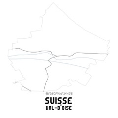 Obraz premium SUISSE Val-d'Oise. Minimalistic street map with black and white lines.