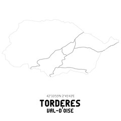 Obraz premium TORDERES Val-d'Oise. Minimalistic street map with black and white lines.