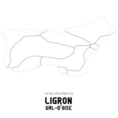LIGRON Val-d'Oise. Minimalistic street map with black and white lines.