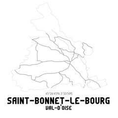SAINT-BONNET-LE-BOURG Val-d'Oise. Minimalistic street map with black and white lines.