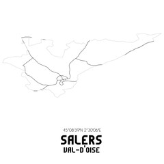 SALERS Val-d'Oise. Minimalistic street map with black and white lines.