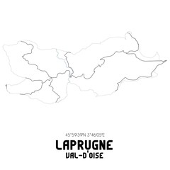 LAPRUGNE Val-d'Oise. Minimalistic street map with black and white lines.